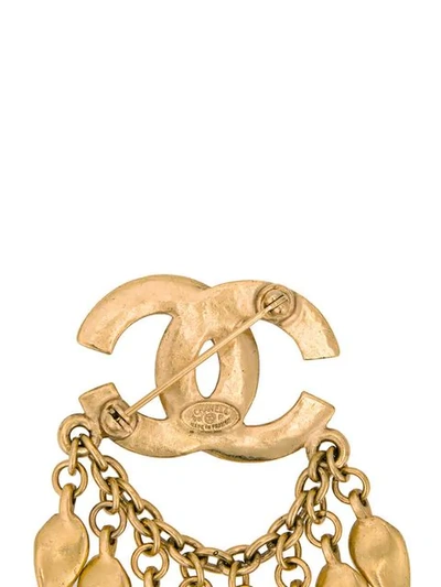 Pre-owned Chanel Vintage 古着双c标志流苏胸针 - 金属色 In Metallic