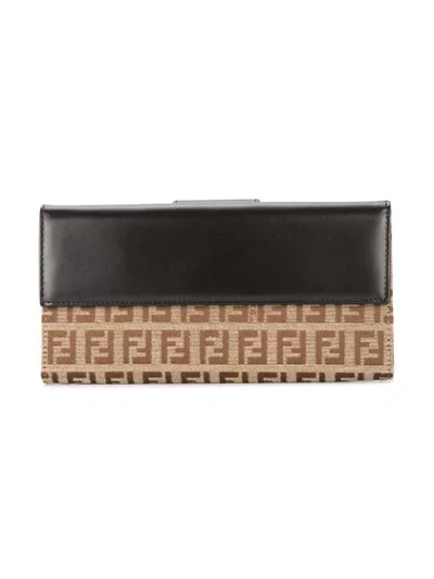Pre-owned Fendi Monogram Wallet In Brown