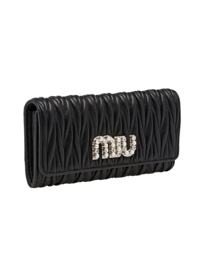 Shop Miu Miu Matelassé Wallet In Black