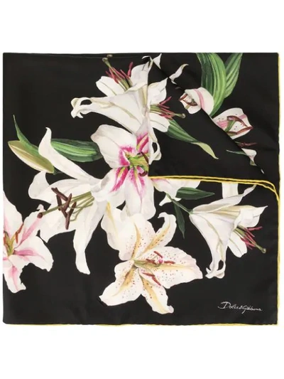 Shop Dolce & Gabbana Lily Print Foulard In Black