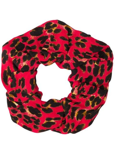 Shop Andamane Leopard Print Scrunchie In Red