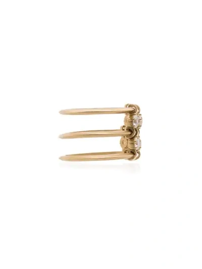 Shop Jade Trau 18kt Yellow Gold 3 Band Diamond Ring In Metallic