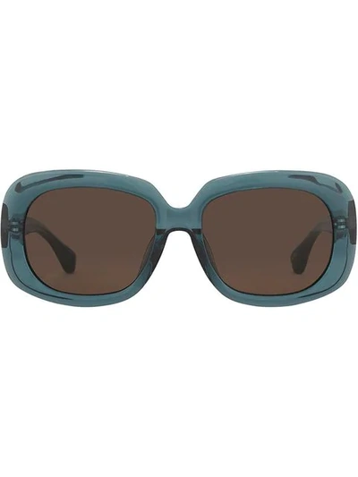 Shop Linda Farrow Dries Van Noten Oversized Sunglasses In Blue