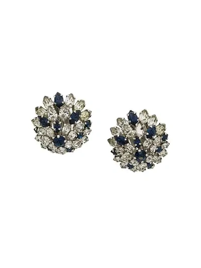 Shop Dior Oversized Clip On Earrings In Silver