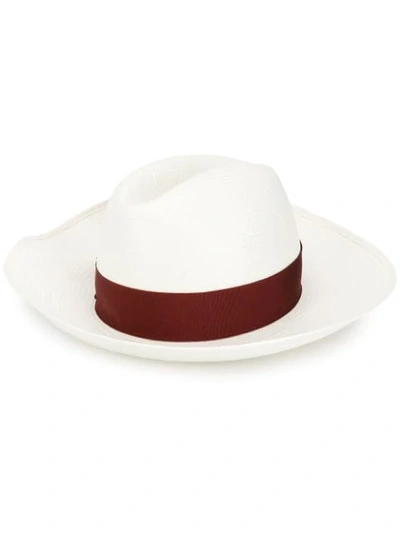 Shop Borsalino Claudette Panama Hat In White
