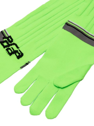 Shop Prada Technical Nylon Gloves In Green