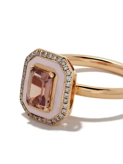 Shop Selim Mouzannar 18kt Pink Gold Diamond Ring In Pink Gold Light Pink Enamel