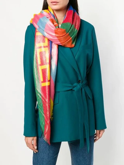 Shop Gucci Coated Colour Block Shawl In Yellow