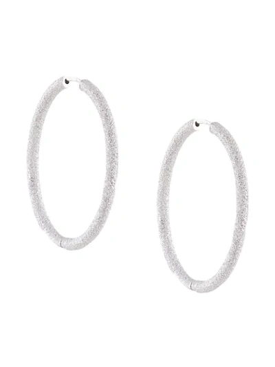 Shop Carolina Bucci Florentine Finish Oval Hoop Earrings In Silver
