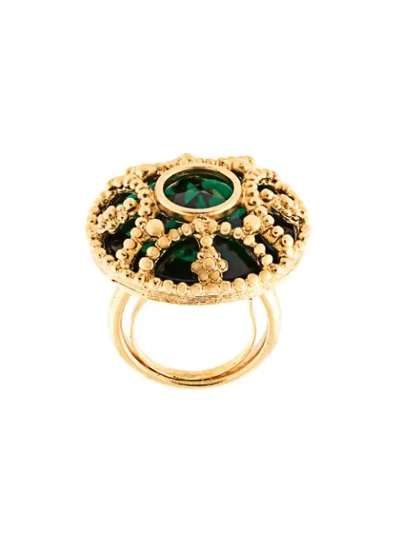 Shop Kenneth Jay Lane Stone Circle Ring In Gold