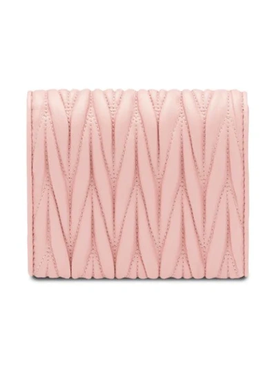 Shop Miu Miu Matelassé Flap Wallet In Pink