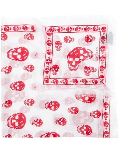 Shop Alexander Mcqueen Skull Print Scarf In White