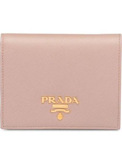 Shop Prada Small Saffiano Leather Wallet In Pink