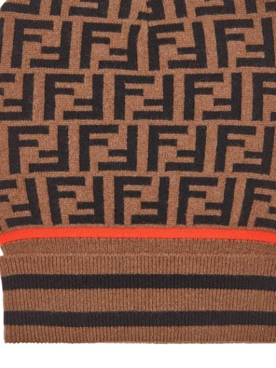 Shop Fendi Ff Logo Beanie In Brown