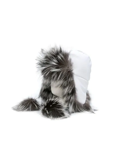 Shop Fendi Aviator Winter Hat In White