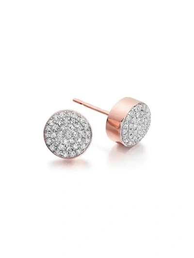 Shop Monica Vinader Fiji Button Stud Diamond Earrings In Gold