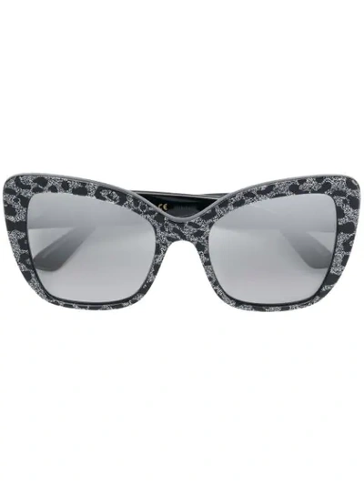 Shop Dolce & Gabbana Glitter Leopard-print Sunglasses In Black