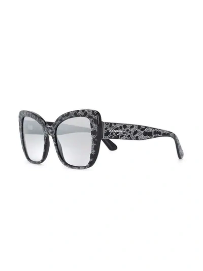 Shop Dolce & Gabbana Glitter Leopard-print Sunglasses In Black