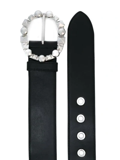 Shop Miu Miu Studded Buckle Belt - Black