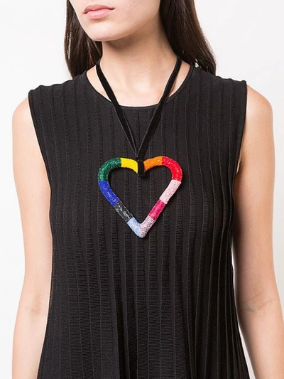 Shop Carolina Herrera Beaded Heart Necklace In Black