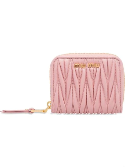 Shop Miu Miu Matelassé Coin Purse In Pink