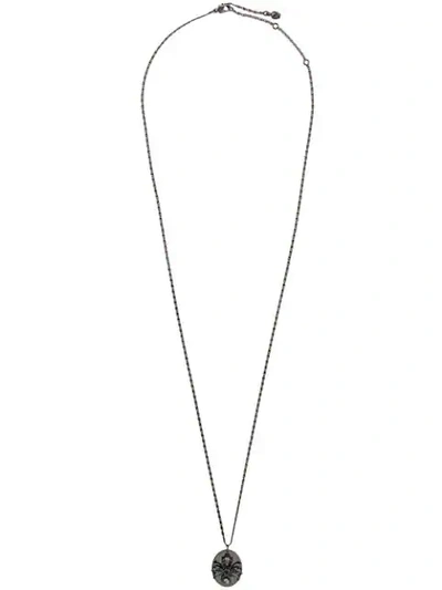 Shop Alexander Mcqueen Skull Detailed Spider Necklace In 3510 Black