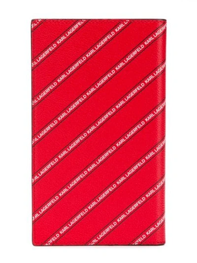Shop Karl Lagerfeld Striped Logo Travel Wallet - Red