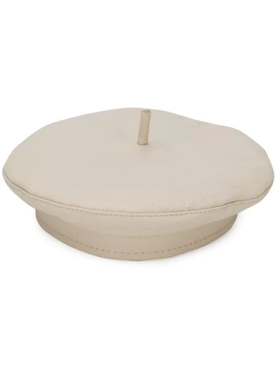 Shop Ruslan Baginskiy Crocodile Effect Beret In Neutrals