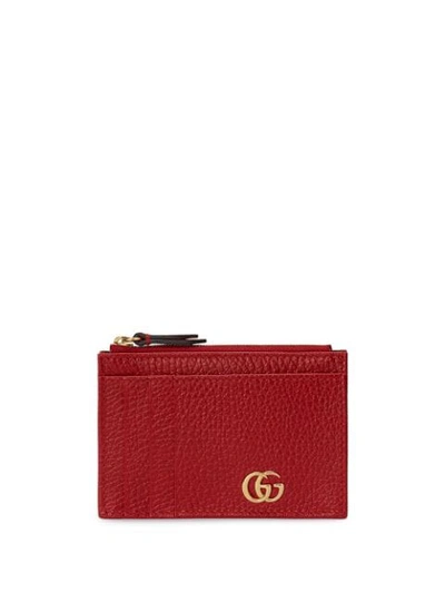 Shop Gucci Gg Marmont Card Holder In Red