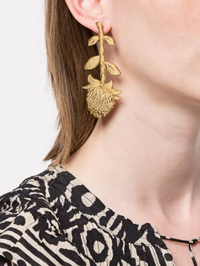 Shop Natia X Lako Long Flower Earrings In Gold