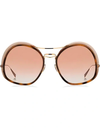 Shop Max Mara Oversized Frame Sunglasses In Gold
