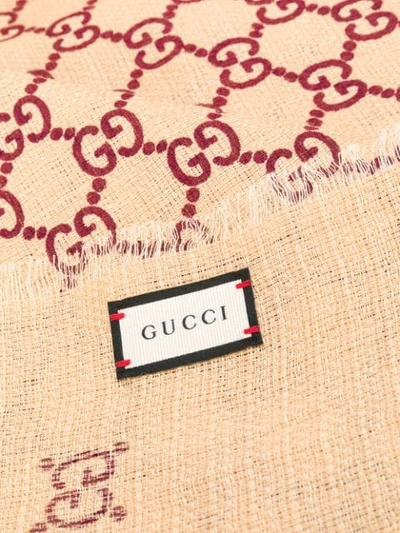 Shop Gucci Embroidered Gg Scarf In Yellow
