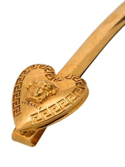 Shop Versace Medusa Heart Hair Pin In Gold
