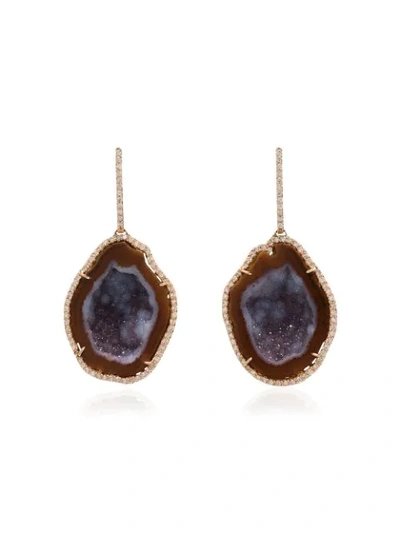 Shop Kimberly Mcdonald 18kt Rose Gold Diamond Stone Earrings
