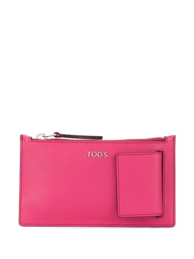 Shop Tod's Logo Plaque Cardholder In Pink