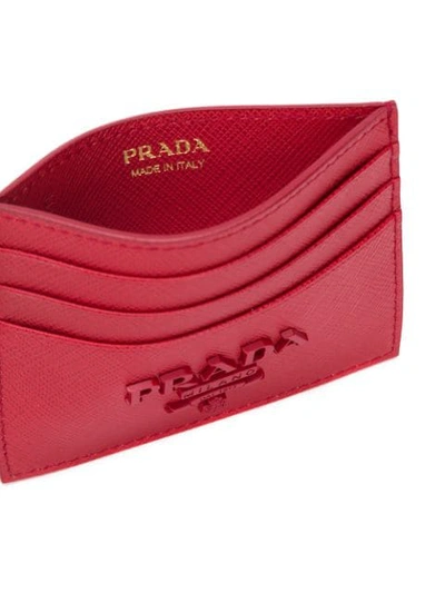 Shop Prada Logo Plaque Cardholder In Red