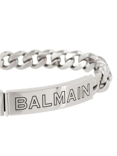 Shop Balmain Embossed Logo Choker - Metallic