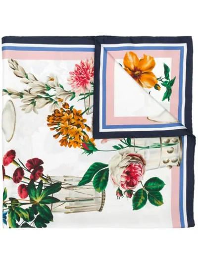 Shop Dolce & Gabbana Square Floral Printed Scarf - White