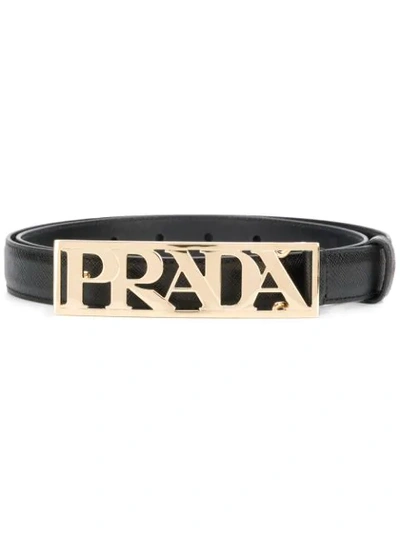 Shop Prada Logo Plaque Belt In Black