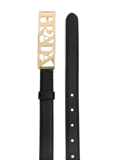 Shop Prada Logo Plaque Belt In Black