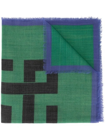 Shop Haider Ackermann Printed Wool Scarf In Green