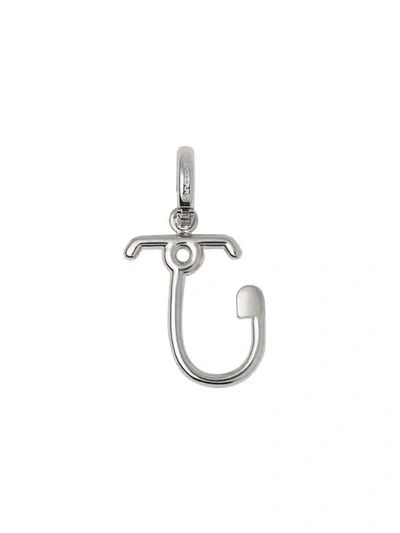 Shop Burberry Kilt Pin ‘j' Alphabet Charm In Metallic