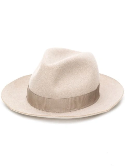 Shop Borsalino Ribbon Hat In Neutrals