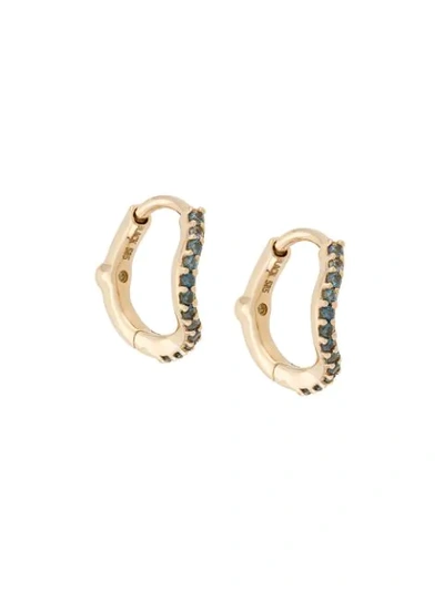 Shop Maria Black 14kt Yellow Gold And Sapphire Wave Huggies