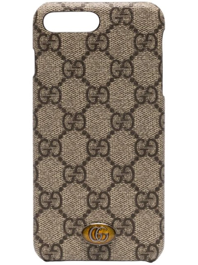 Shop Gucci Monogram Iphone 8 Plus Case - Neutrals