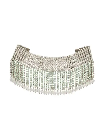 Shop Miu Miu Fringed Crystal Choker In Metallic