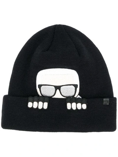 Shop Karl Lagerfeld Ikonik Beanie In Black