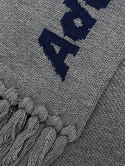 Shop Ader Error Oversized Logo Knit Scarf In Grey