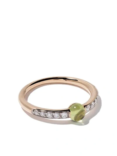 Shop Pomellato 18kt Rose Gold M'ama Non M'ama Peridot & Diamond Ring In Green