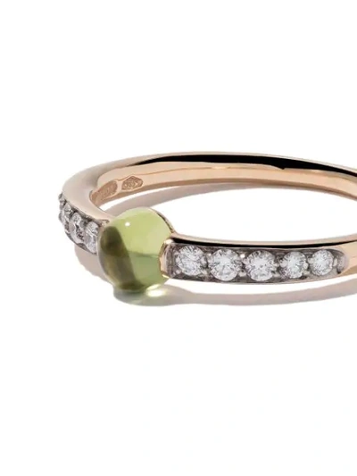 Shop Pomellato 18kt Rose Gold M'ama Non M'ama Peridot & Diamond Ring In Green